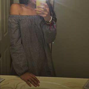 Off the shoulder long sleeved stripped dress